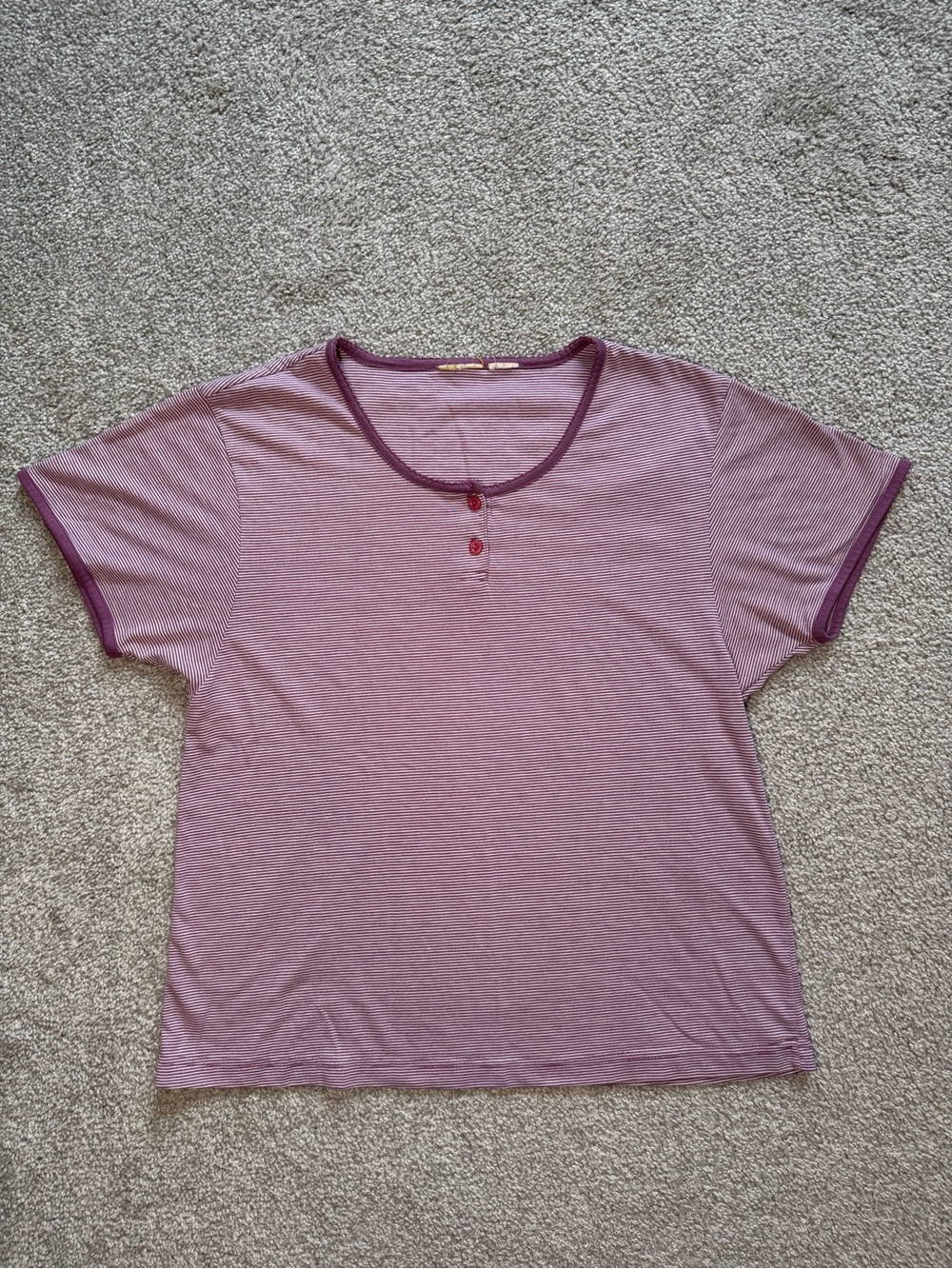 Purple Striped Short Sleeve Henley Tee